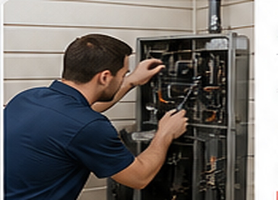 HVAC technician servicing a heating system