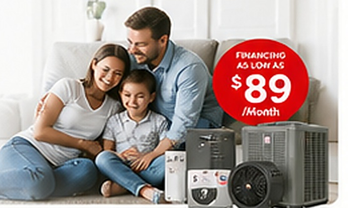 Family with new HVAC equipment